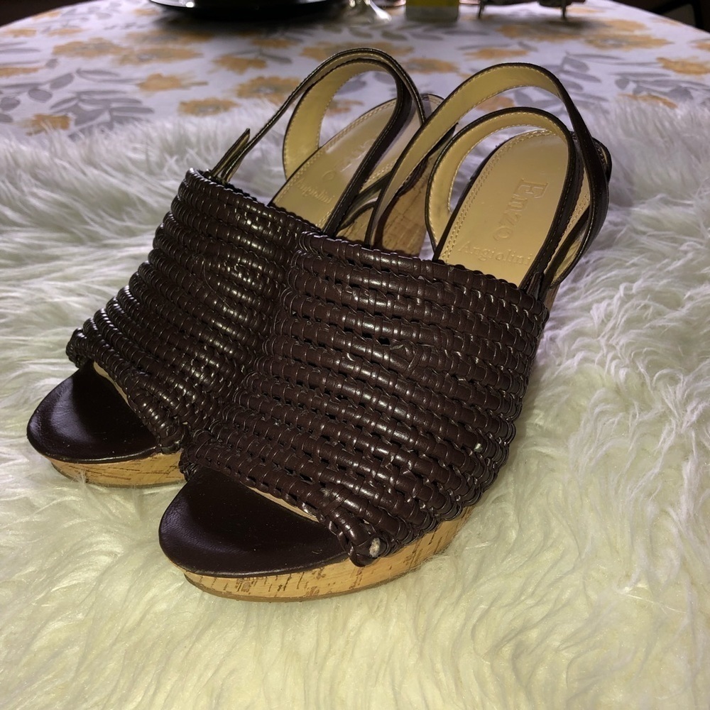 ENZO ANGIOLINI Cantone Designer cork Wedge Sandals Sz 8 - Picture 4 of 9